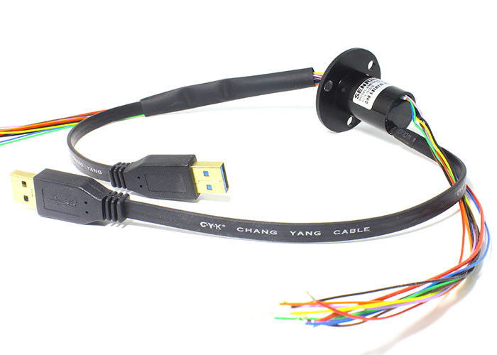 150 دورة في الدقيقة من خلال Bore USB Slip Ring حلقة التجميع الكهربائية لاتصالات Ethernet