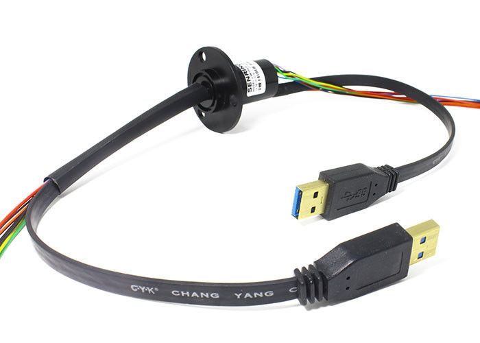 150 دورة في الدقيقة من خلال Bore USB Slip Ring حلقة التجميع الكهربائية لاتصالات Ethernet