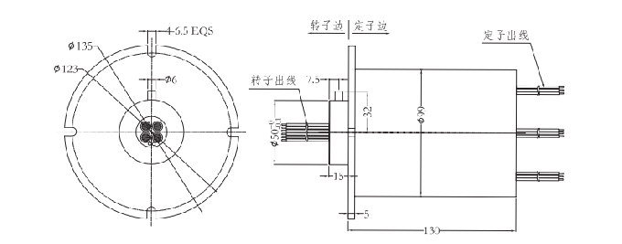 2M099041002M09904100系列过孔式大电流导电滑环 系列滑环外形图纸